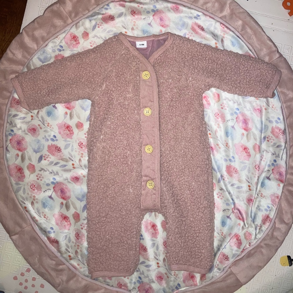 Baby girl fleece lined winter romper